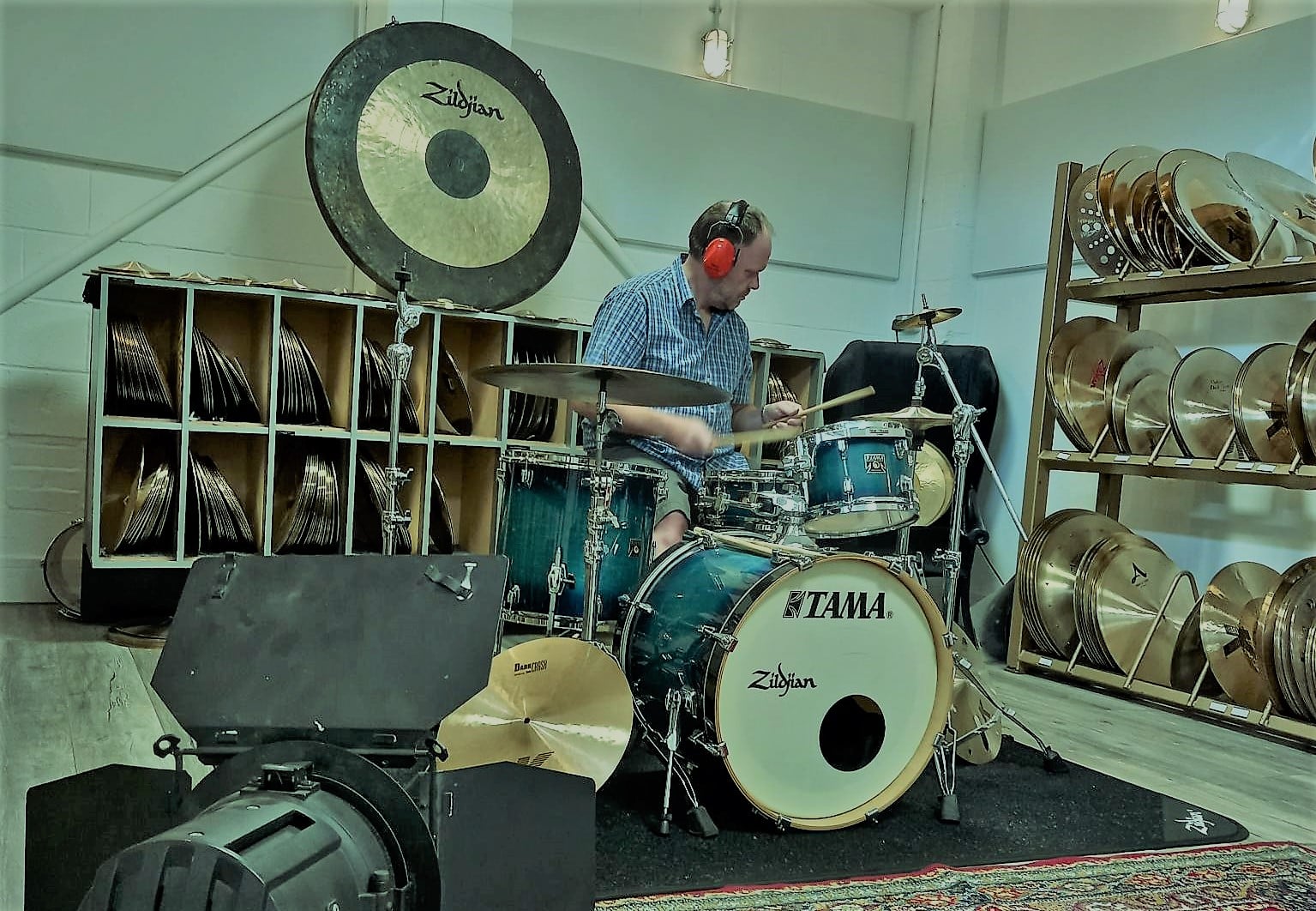 Gary Marshall teaching in professional drum studio
